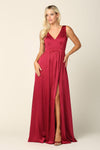 Long Formal Sleeveless Satin Bridesmaids Dress - The Dress Outlet