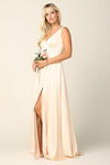 Long Formal Sleeveless Satin Bridesmaids Dress - The Dress Outlet