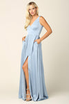 Long Formal Sleeveless Satin Bridesmaids Dress - The Dress Outlet