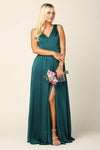 Long Formal Sleeveless Satin Bridesmaids Dress - The Dress Outlet