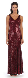 Long Formal Sleeveless Sequins Fitted Dress - The Dress Outlet