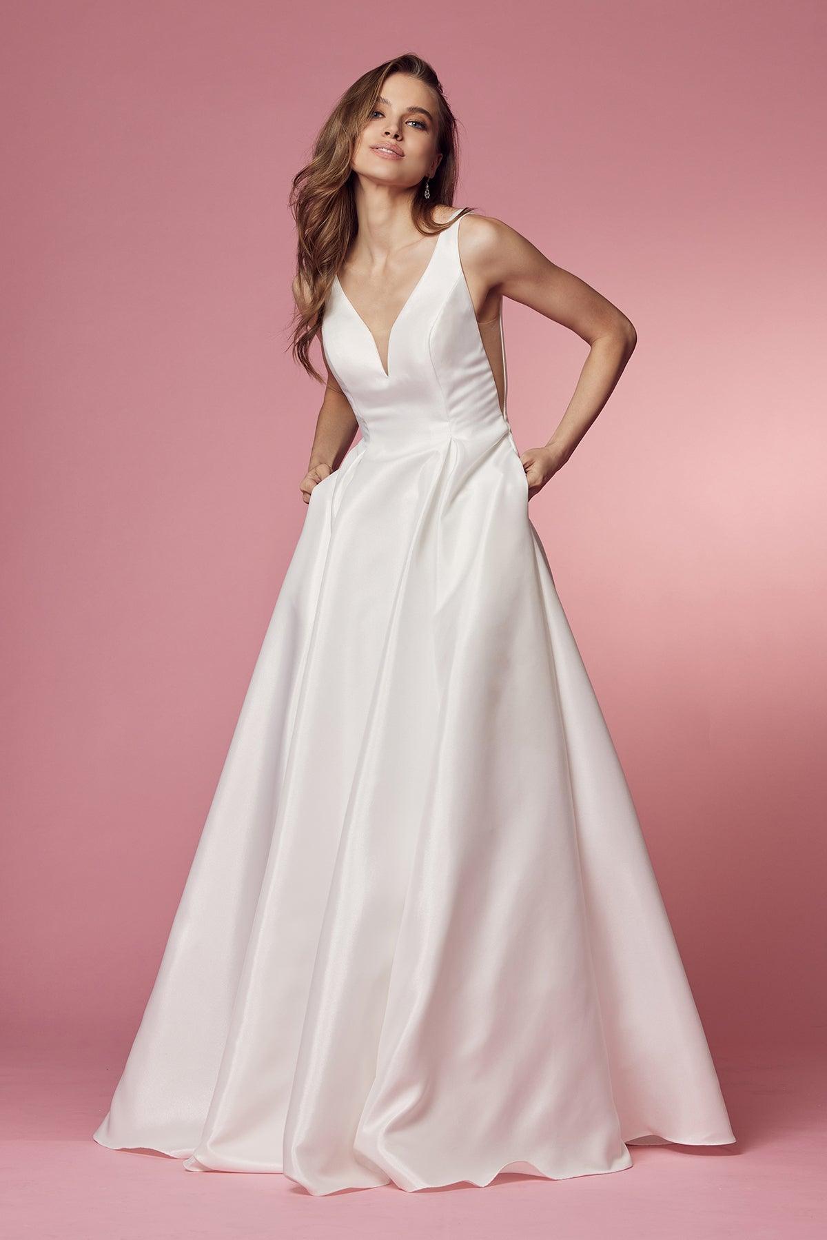 Long Formal Sleeveless Wedding Dress - The Dress Outlet