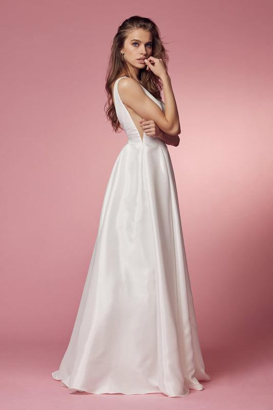 Long Formal Sleeveless Wedding Dress - The Dress Outlet