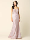 Long Formal Spaghetti Strap Metallic Prom Dress - The Dress Outlet