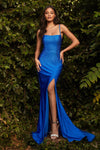 Long Fitted Spaghetti Strap Prom Dress - The Dress Outlet