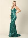 Long Formal Spaghetti Strap Sequins Prom Dress - The Dress Outlet