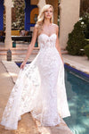 Long Formal Strapless Wedding Dress Off White