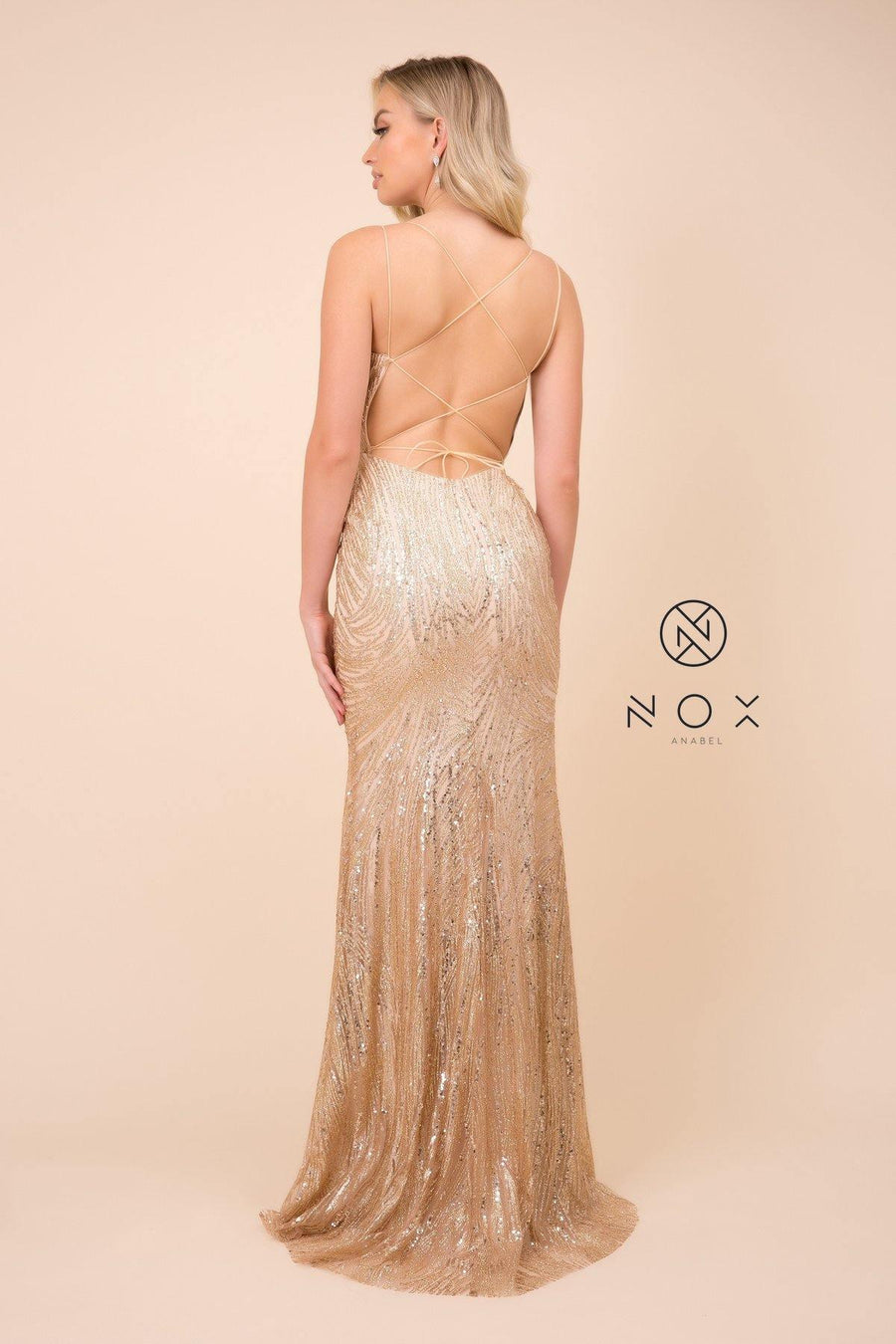 Long Glitter Prom Dress Evening Gown - The Dress Outlet Nox Anabel