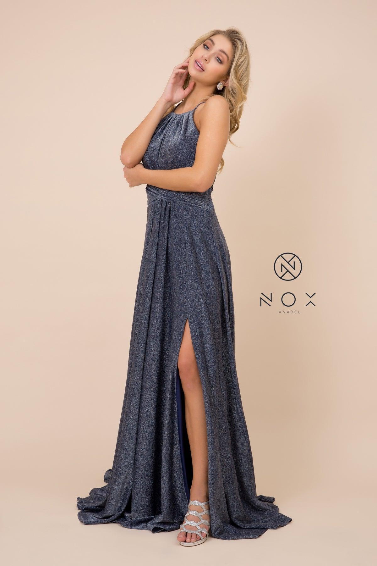 Long Metallic Prom Dress Formal Evening Gown Sale - The Dress Outlet