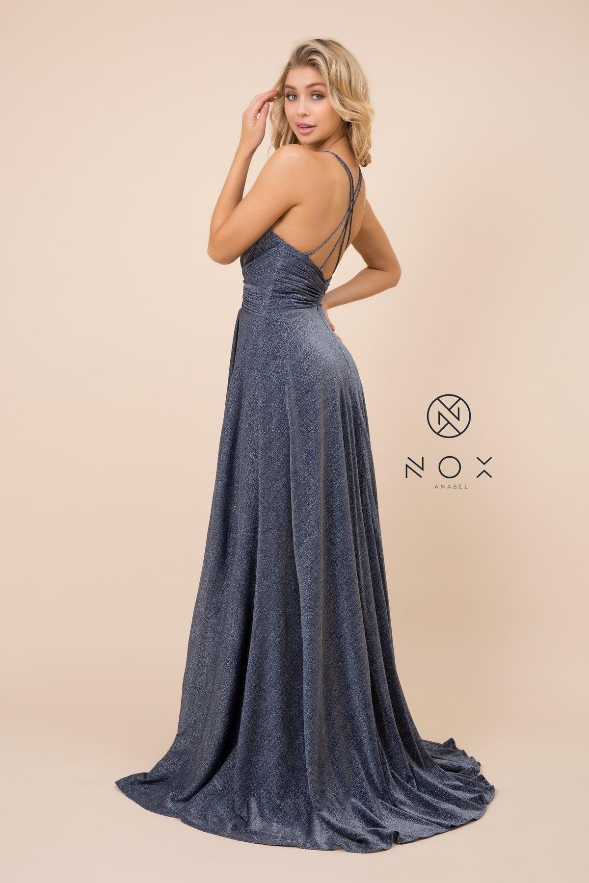 Long Metallic Prom Dress Formal Evening Gown Sale - The Dress Outlet