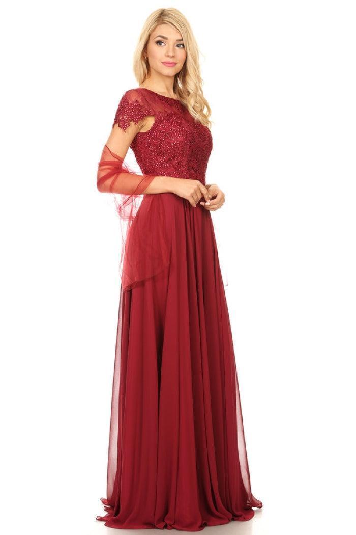 Long Mother of the Bride Beaded Chiffon Formal Gown Sale - The Dress Outlet