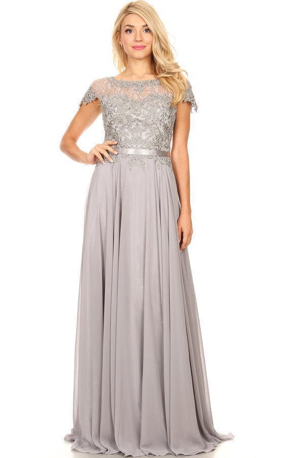 Long Mother of the Bride Beaded Chiffon Formal Gown Sale - The Dress Outlet