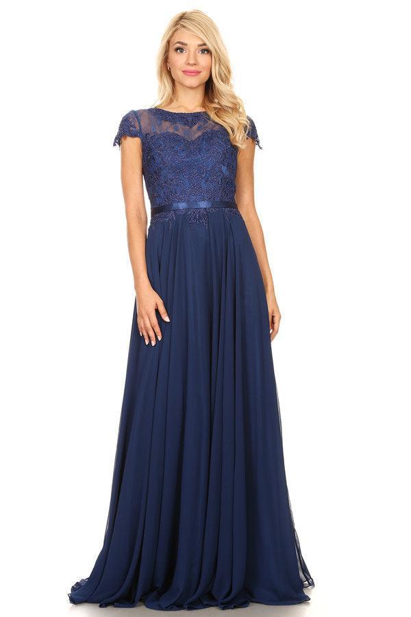 Long Mother of the Bride Beaded Chiffon Formal Gown Sale - The Dress Outlet