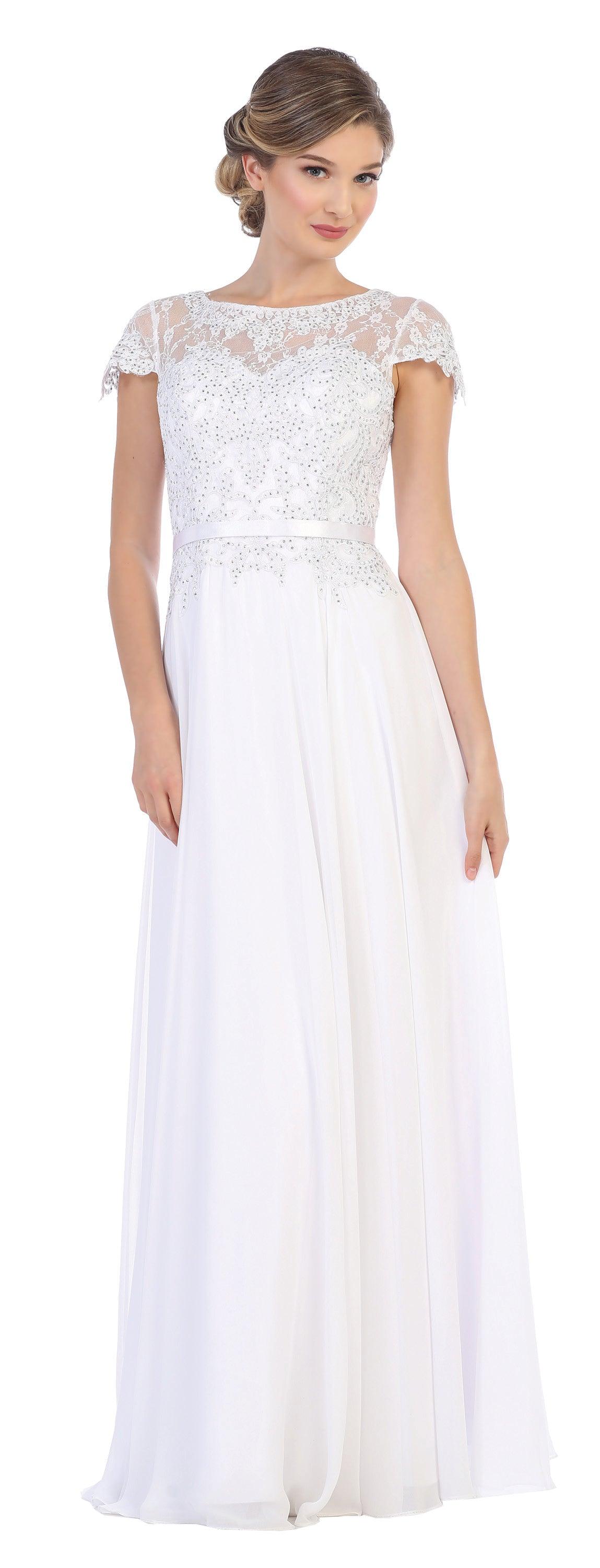 Long Mother of the Bride Beaded Chiffon Formal Gown - The Dress Outlet