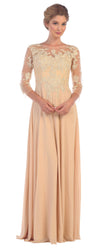 Long Mother of the Bride Formal Chiffon Dress Champagne