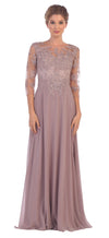 Long Mother of the Bride Formal Chiffon Dress Mauve