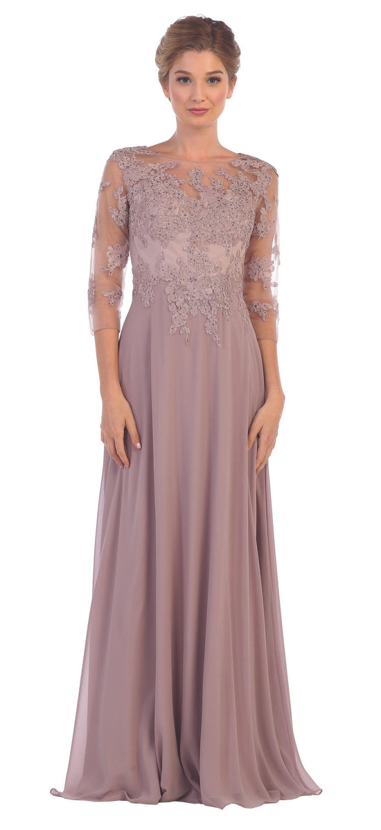 Mauve Long Mother of the Bride Formal Chiffon Dress for $187.99 – The ...