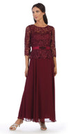 Long Mother of the Bride Lace Chiffon Formal Gown - The Dress Outlet