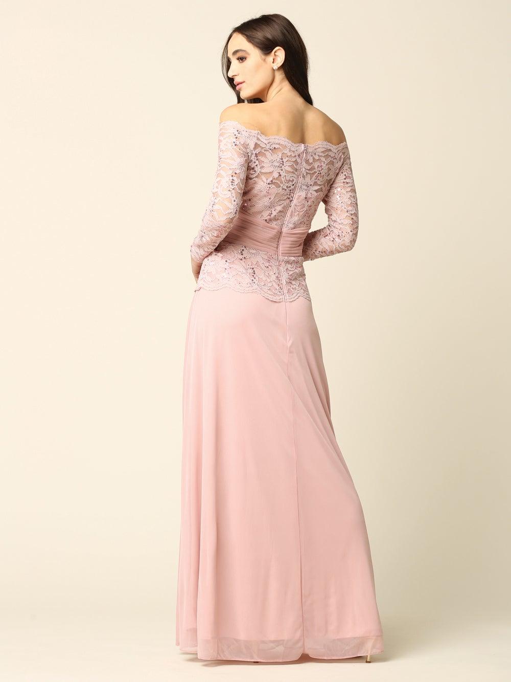 Long Mother of the Bride Off Shoulder Formal Dress Sale - The Dress Outlet