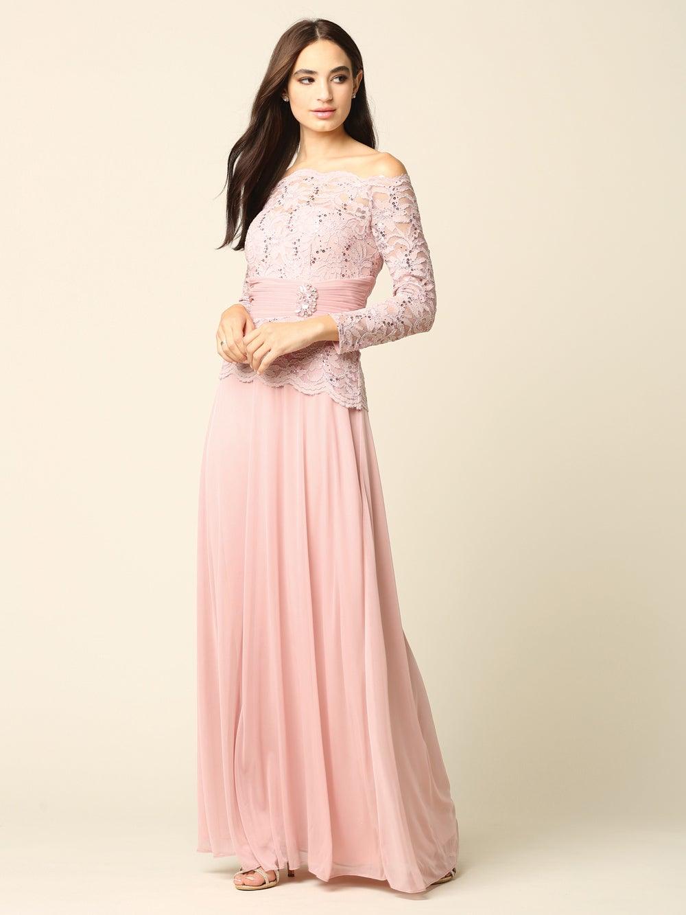 Long Mother of the Bride Off Shoulder Formal Dress Sale - The Dress Outlet