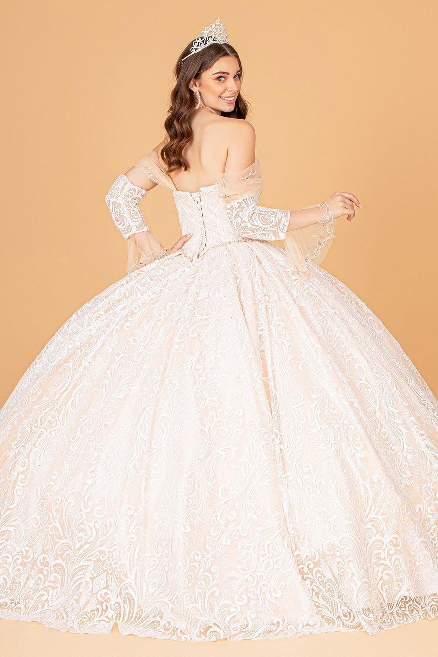 Long Off Shoulder Ball Gown Quinceanera Dress - The Dress Outlet