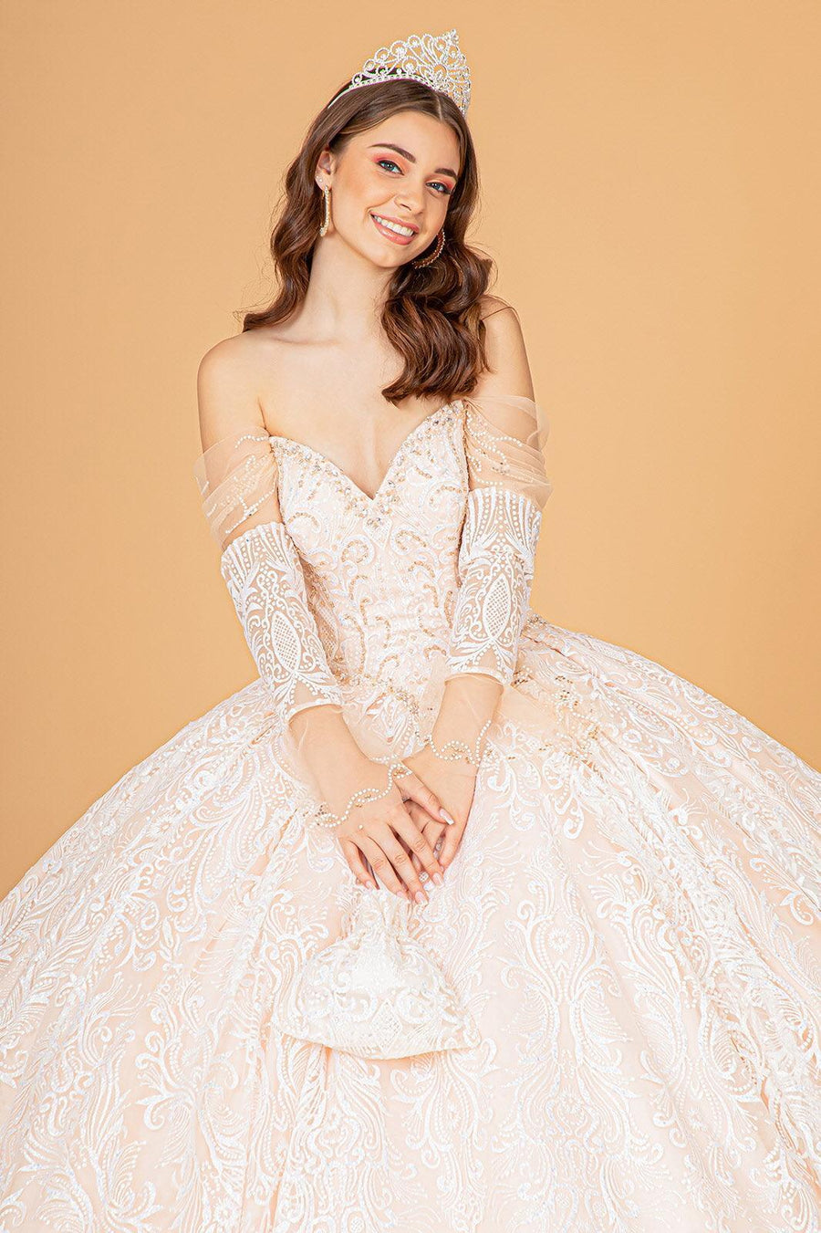 Long Off Shoulder Ball Gown Quinceanera Dress - The Dress Outlet