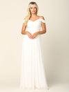 Long Off Shoulder Bridesmaid Pleated Dress - The Dress Outlet