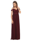 Long Off Shoulder Bridesmaid Pleated Dress - The Dress Outlet