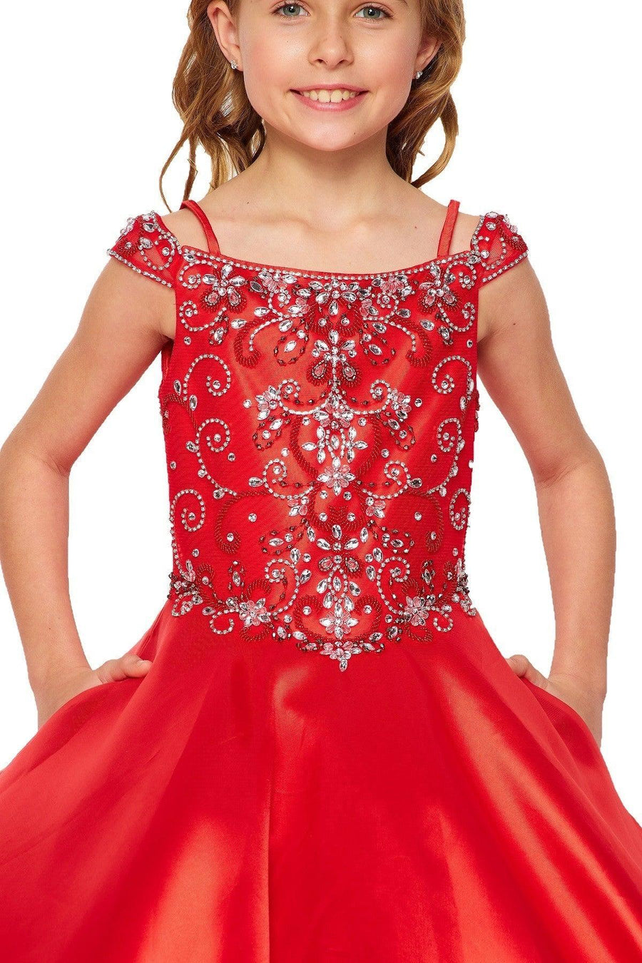 Long Off Shoulder Flower Girls Dress - The Dress Outlet