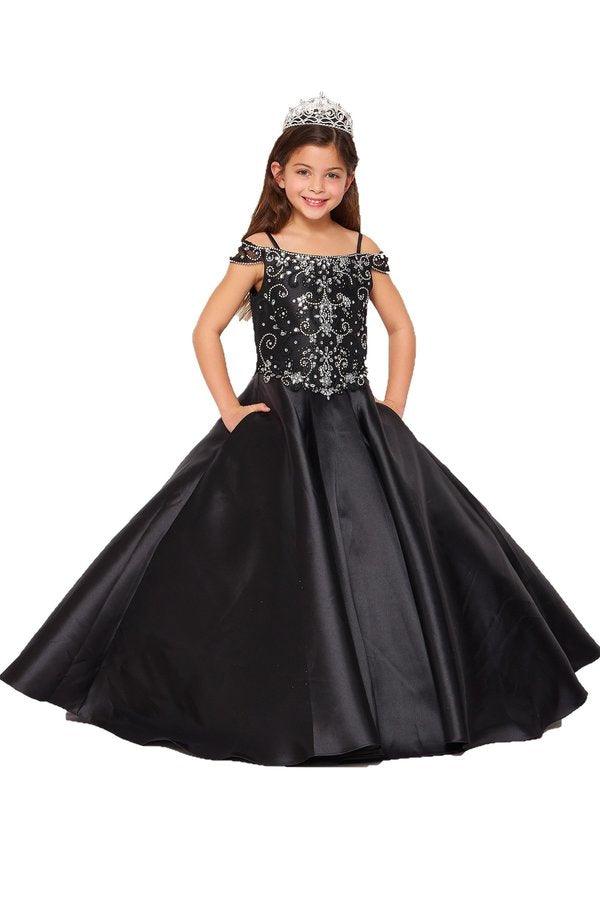 Long Off Shoulder Flower Girls Dress - The Dress Outlet