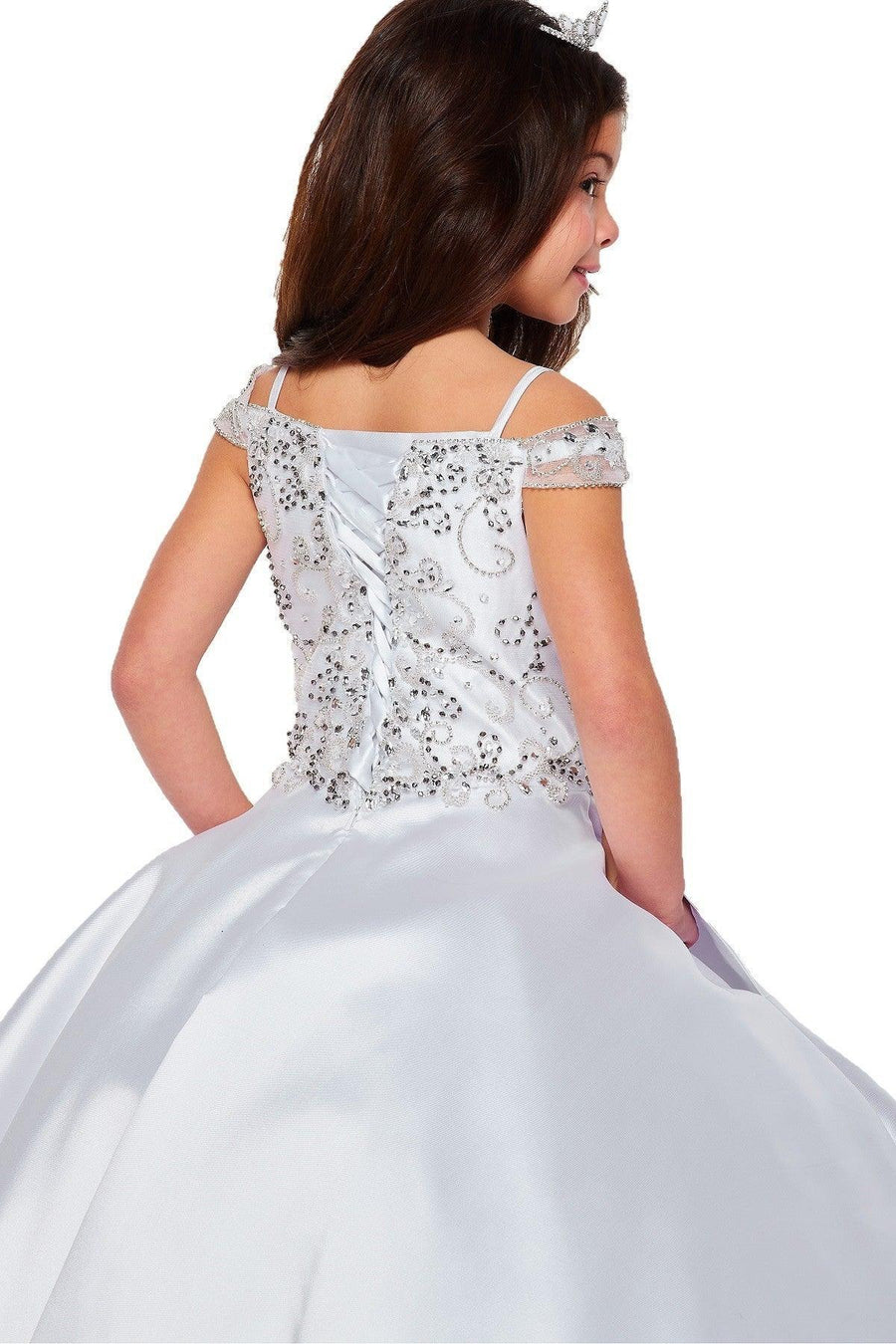 Long Off Shoulder Flower Girls Dress - The Dress Outlet