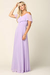 Long Off Shoulder Formal Bridesmaids Chiffon Dress Sale - The Dress Outlet