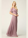 Long Off Shoulder Formal Bridesmaids Chiffon Dress - The Dress Outlet