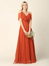 Long Off Shoulder Formal Bridesmaids Chiffon Dress - The Dress Outlet