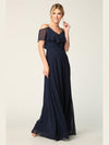 Long Off Shoulder Formal Bridesmaids Chiffon Dress - The Dress Outlet