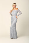 Long Off Shoulder Formal Lace Evening Party Dress - The Dress Outlet