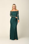 Long Off Shoulder Formal Lace Evening Party Dress - The Dress Outlet