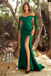 Long Off Shoulder Formal Prom Dress Emerald