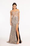 Long Off Shoulder Formal Sequins Prom Dress - The Dress Outlet