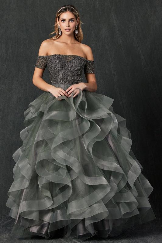 Long Off Shoulder Quinceanera Ball Gown - The Dress Outlet