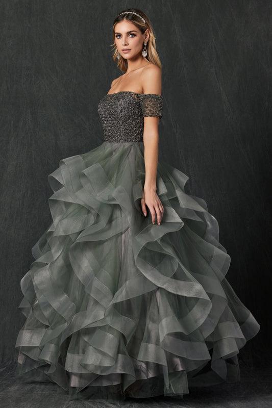 Long Off Shoulder Quinceanera Ball Gown - The Dress Outlet