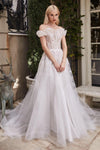 Long Off Shoulder Wedding Dress - The Dress Outlet