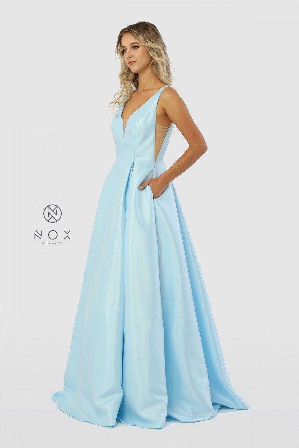 Long Open Back Prom Dress Evening Gown with Pockets - The Dress Outlet Nox Anabel