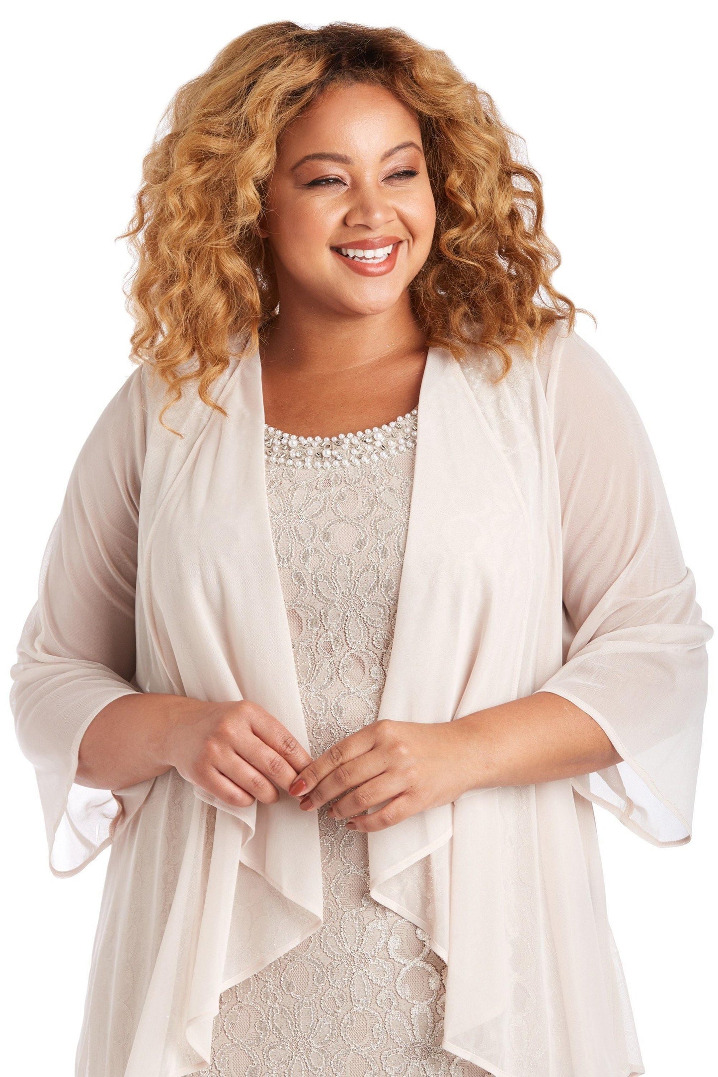 R&M Richards Long Plus Size Jacket Dress 2382W - The Dress Outlet