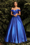 Long Prom A Line Off Shoulder Dress Royal