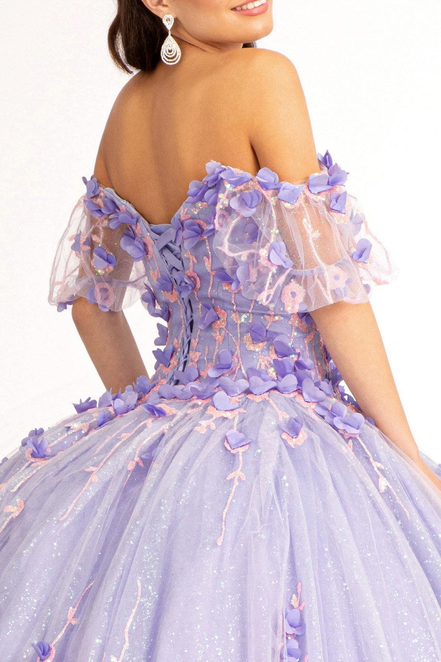 Long Quinceanera Dress Glitter Mesh Ball Gown - The Dress Outlet