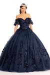 Long Quinceanera Dress Glitter Mesh Ball Gown - The Dress Outlet