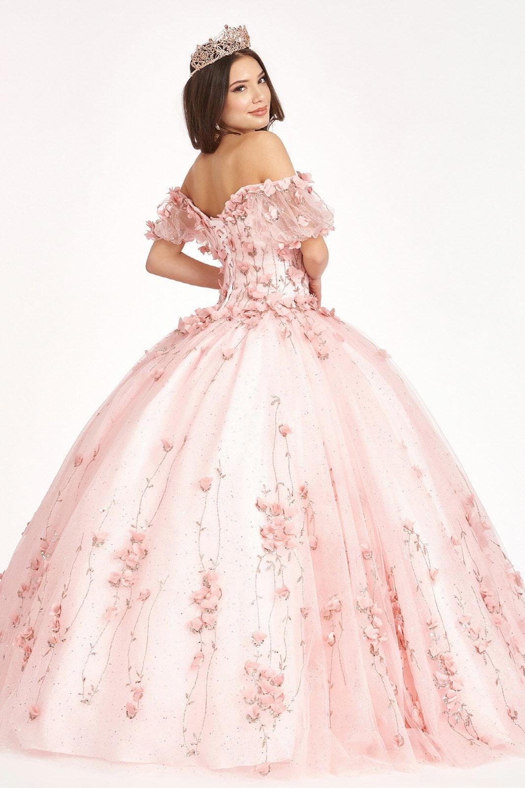 Long Quinceanera Dress Glitter Mesh Ball Gown - The Dress Outlet