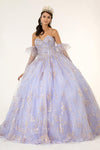 Long Quinceanera Dress Glitter Mesh Ball Gown - The Dress Outlet