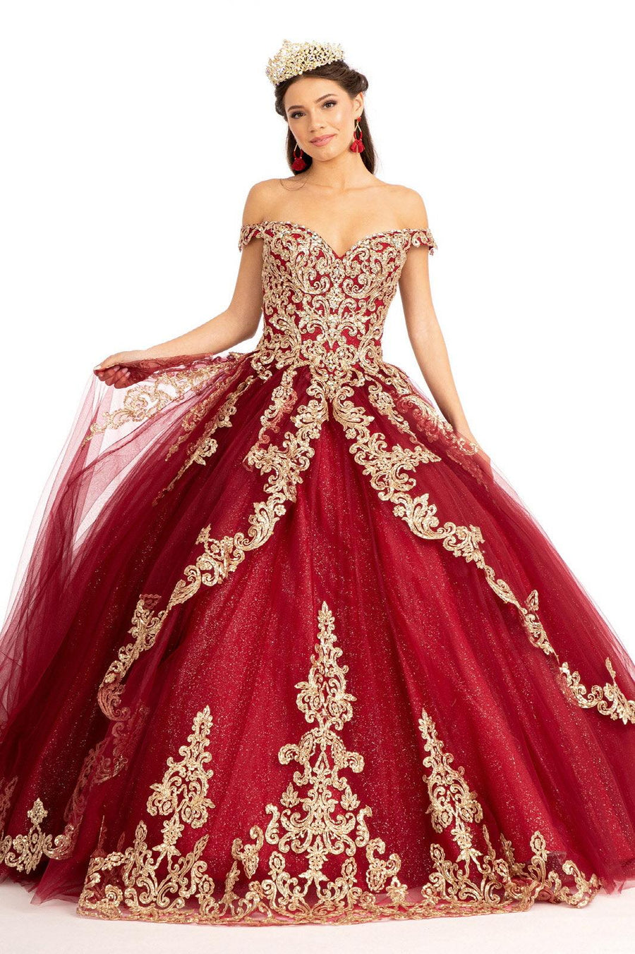 Long  Quinceanera Dress Off Shoulder Ball Gown - The Dress Outlet